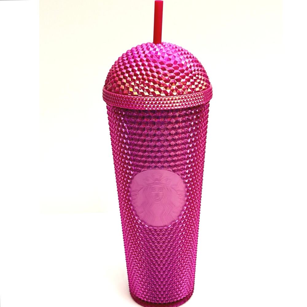 Starbucks 2025 Iridescent Pink Domed Studded 24oz Venti Cold Cup Tumbler NEW